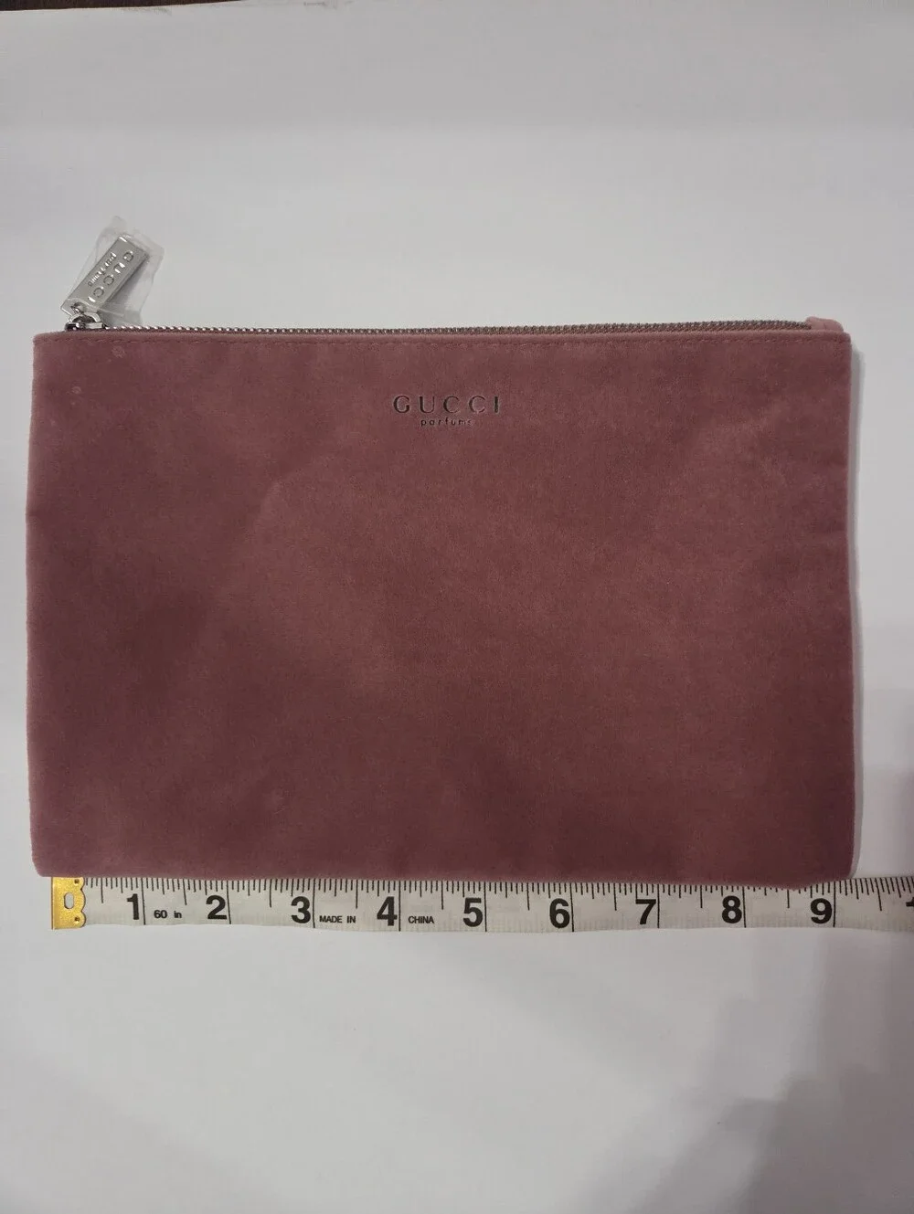 Gucci Parfums Dusty Rose Suede-Look Cosmetic Pouch Vintage Beauty Bag
